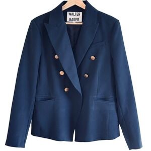 WALTER BAKER Double Breasted Blazer‎ Navy Gold Buttons XL Classic Preppy